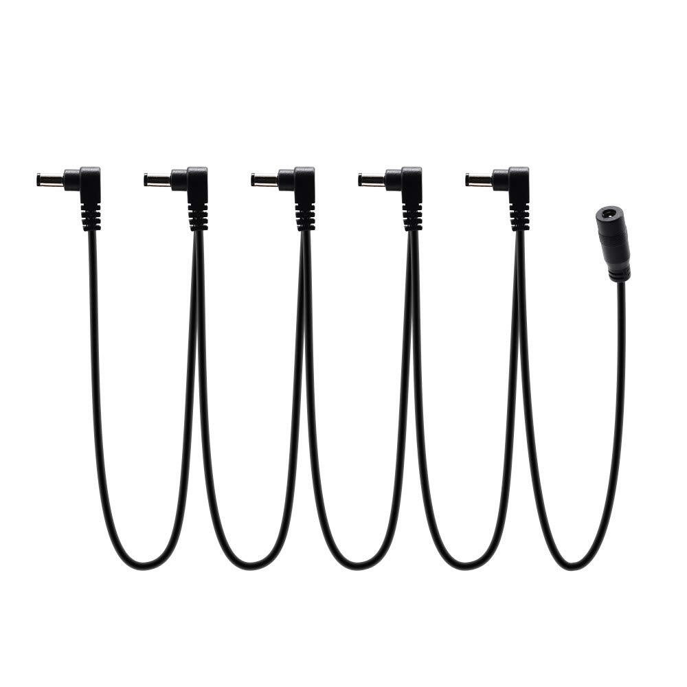 5-Way Daisy Chain Power Cable for Guitar Effects Pedals - Right Angle Plug