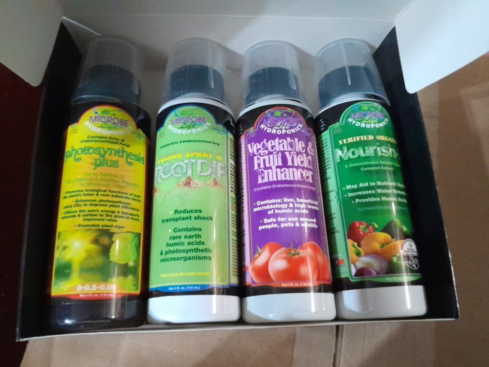Microbe Life Hydroponics Starter Kit with 4-Ounce Sample Size 4 Bottles