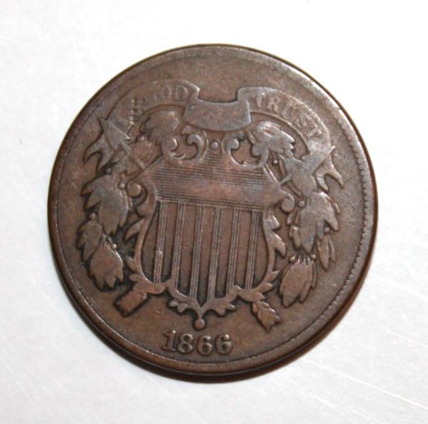 1866 U.S. Two Cent Piece Coin