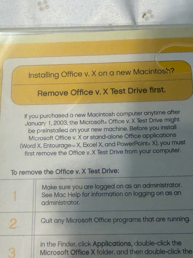 RARE Microsoft Office: Mac v. X for OS X