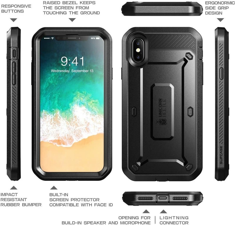 SUPCASE for iPhone XS iPhone X Rugged Screen Protector Case Shockproof Cover