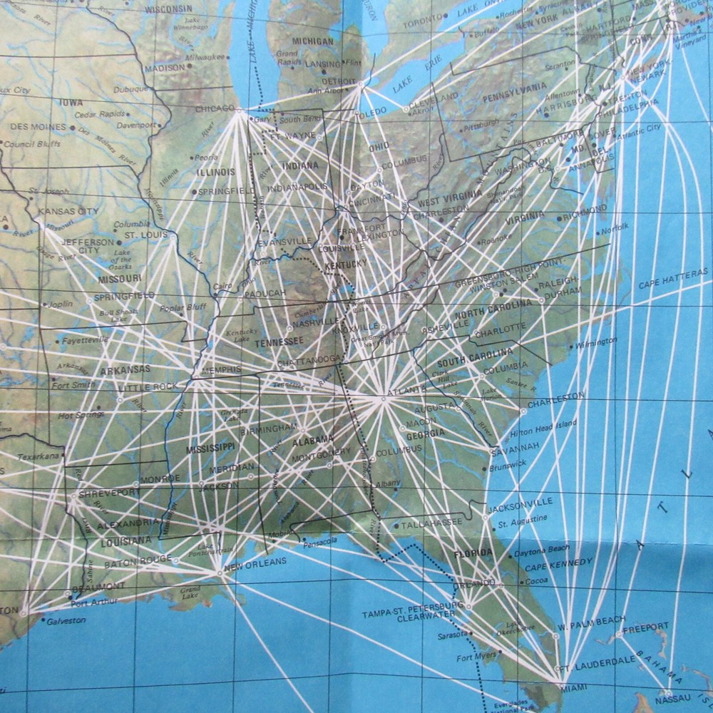 Delta Air Lines System Route Map, January 1978, Fold Out 22" x 17"