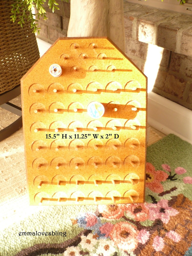 Vintage Sewing Thread Spool RACK wood - 51 pegs