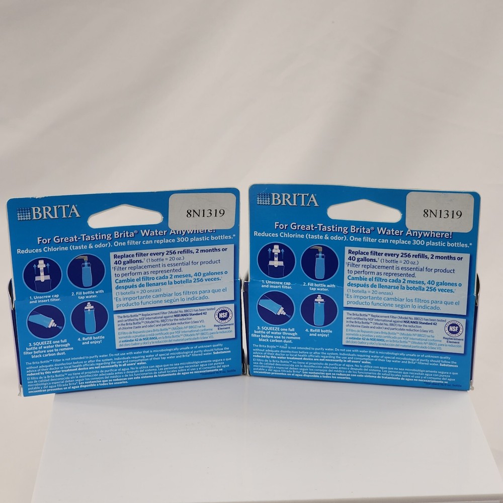 x2 Brita Soft Squeeze Water Bottle Replacement Filters 2 pack New Sealed Package