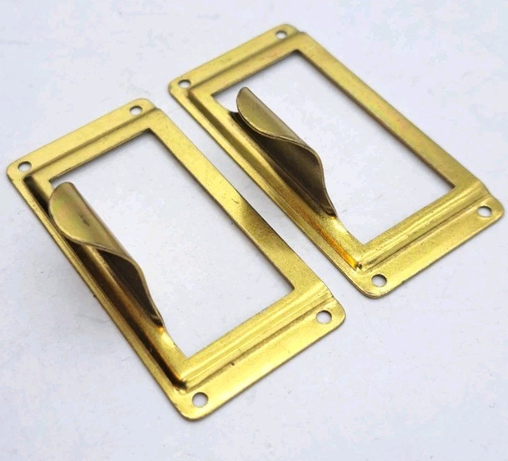 Vintage Card Catalog Drawer Pulls with Label Holders File Cabinet Hardware Pair