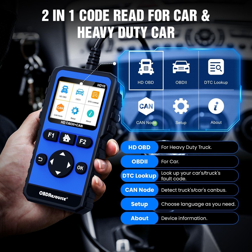 2026 Heavy Duty Truck Scanner Tool HD OBD/EOBD/OBD2 Code Reader Heavy Duty OBD2
