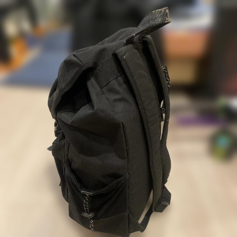 Black Canvas Roll Top Backpack From Japan