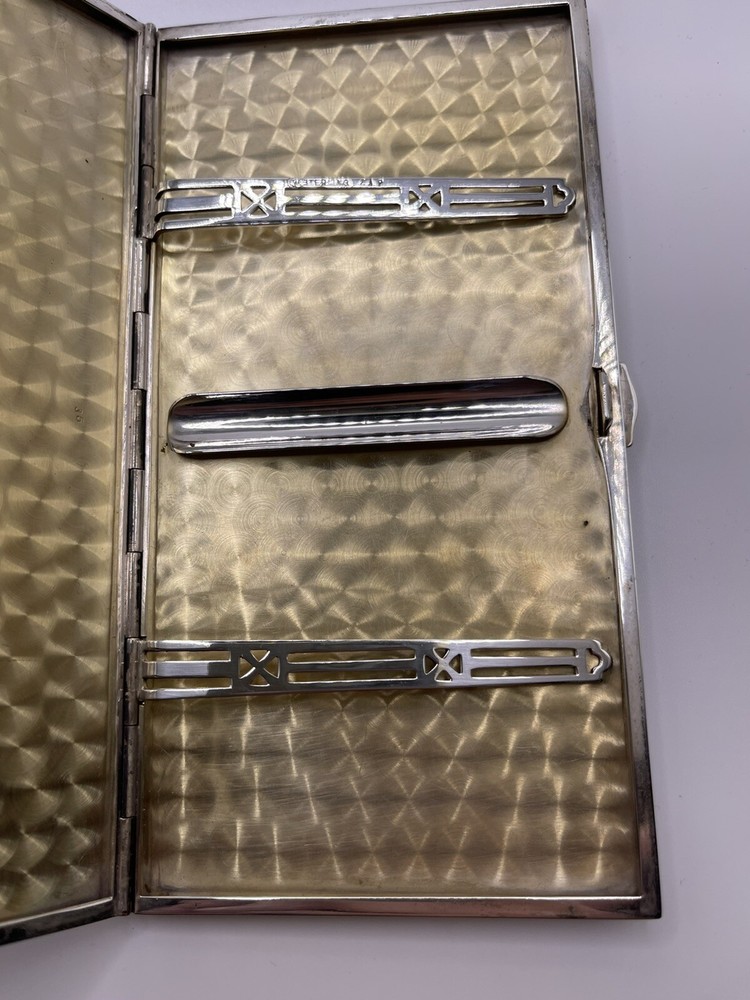 Art Deco Sterling Silver Watrous Black Enamel Cigarette Case