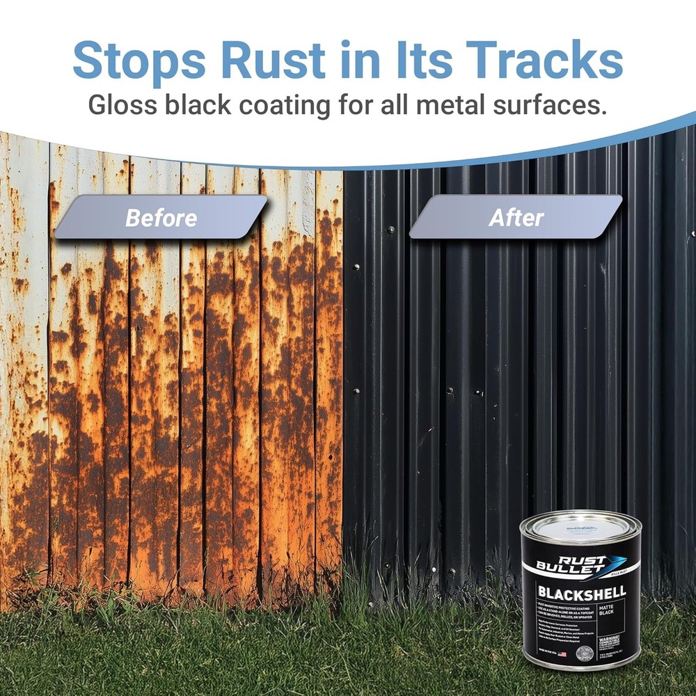 RUST BULLET BlackShell - Gloss Black - 4 Oz - 4 Fl (Pack of 1),