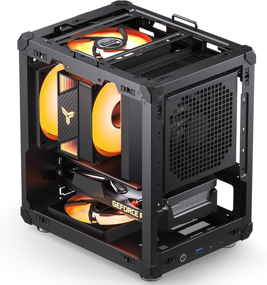 JONSBO C6-ITX/MATX Black with Handle Mesh PC Case, Simple Compact