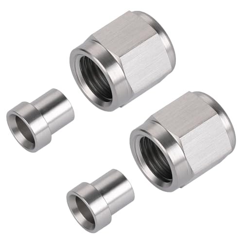 3AN Hardline Stainless Steel Tube Nut and Sleeve Fitting for 3AN-3/16", 2 Sets