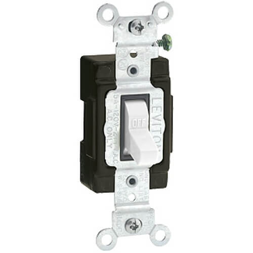 Leviton 5501-LHW Quiet Switch, 15 Amp, 120 Volt, Commercial, White