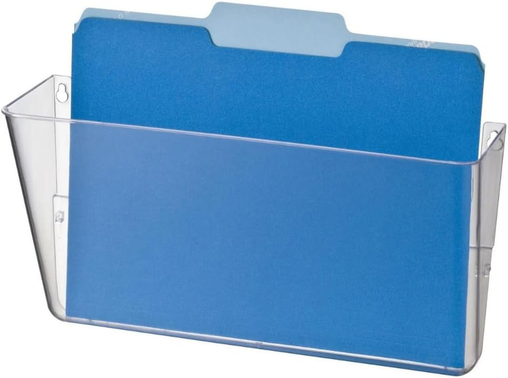 Clear Wall File Holder, Mounted Single Pocket, Letter Size, Expandable, Plastic