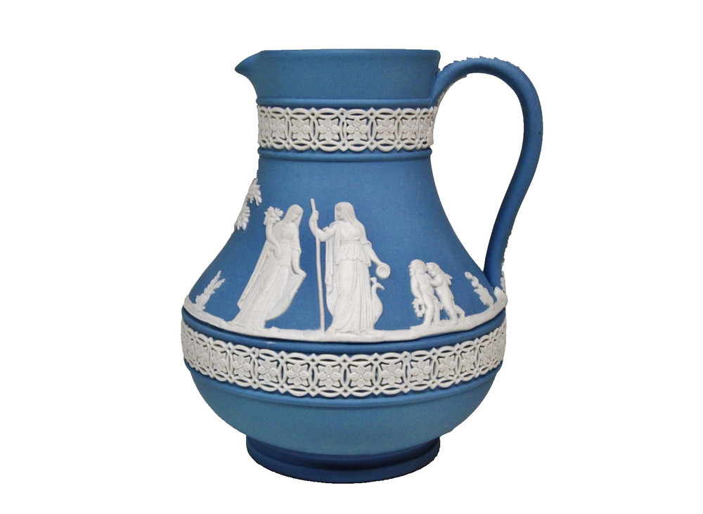 Wedgewood Blue Jasperware Small Pitcher. 5 1/8" Height