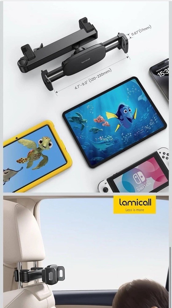 Tablet Holder For Car Headrest Black