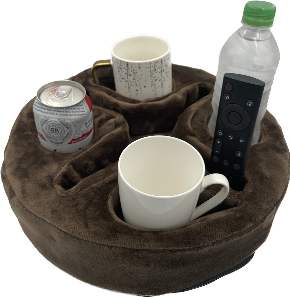Couch and Bed Cup Holder Pillow, Sofa Organizer Caddy for Drinks, Remotes, Ph...