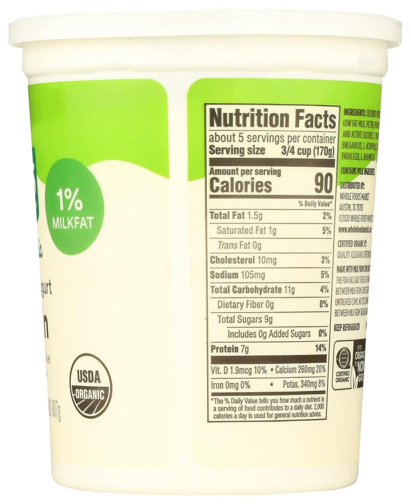 , Organic Plain Low Fat Yogurt, 32 Oz