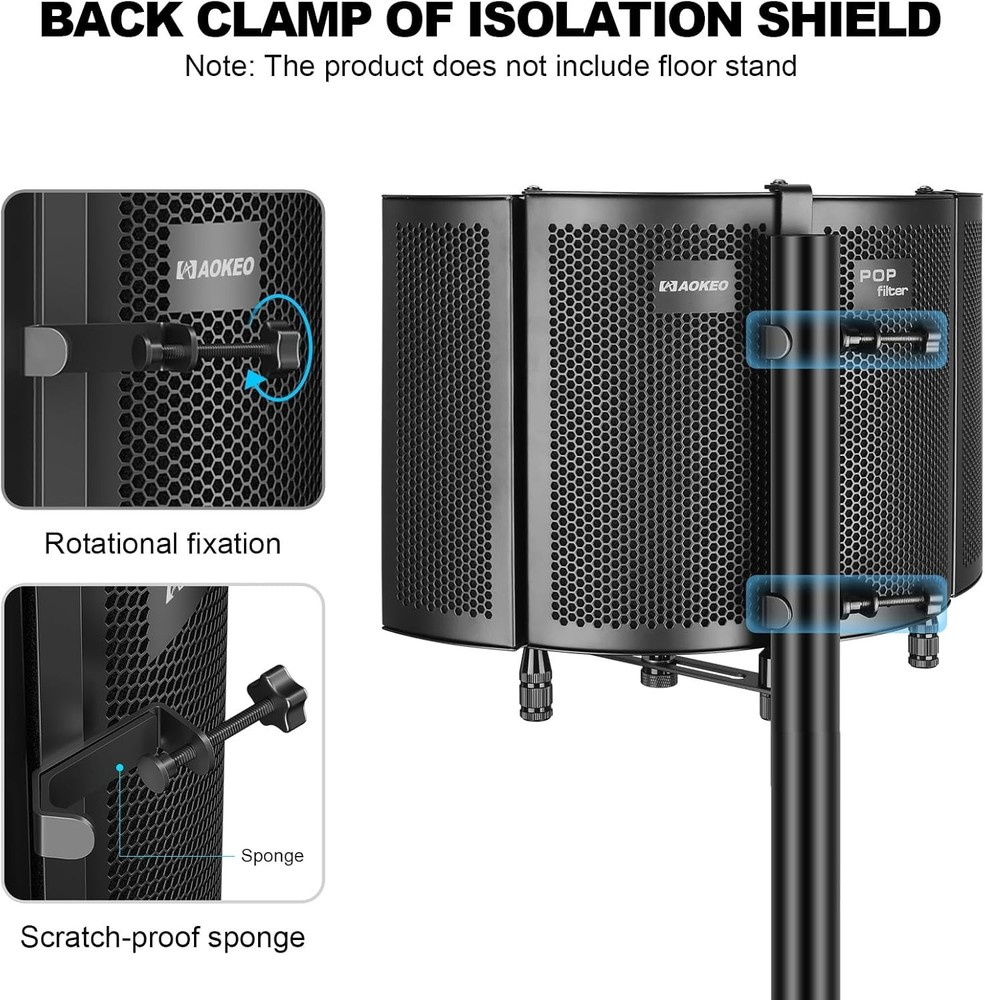 Studio Microphone Isolation Shield with Pop Filter - Enhanced Vocal Clarity