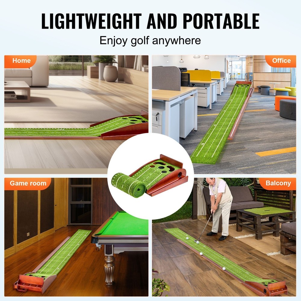 5 Hole Golf Putting Mat Indoor Training Aid Practice Green Auto Return System