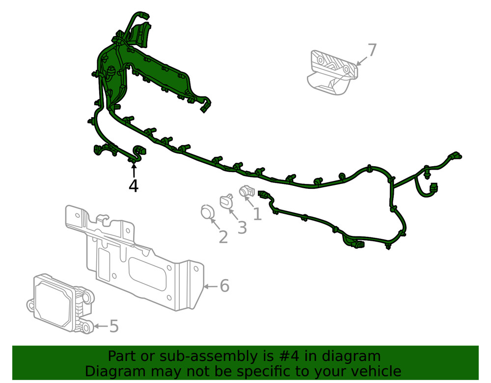 Genuine GM Front Object Alarm Sensor Wiring Harness 84813516