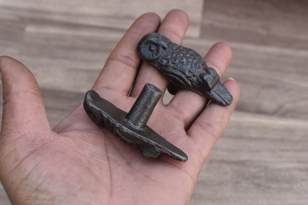 Vintage OWL Shape cast iron cabinet drawer door knobs handles pull rustic 10 pcs