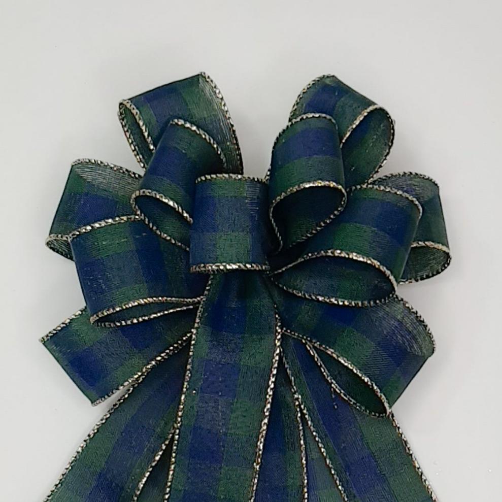 Blue/Green Plaid Christmas Bow