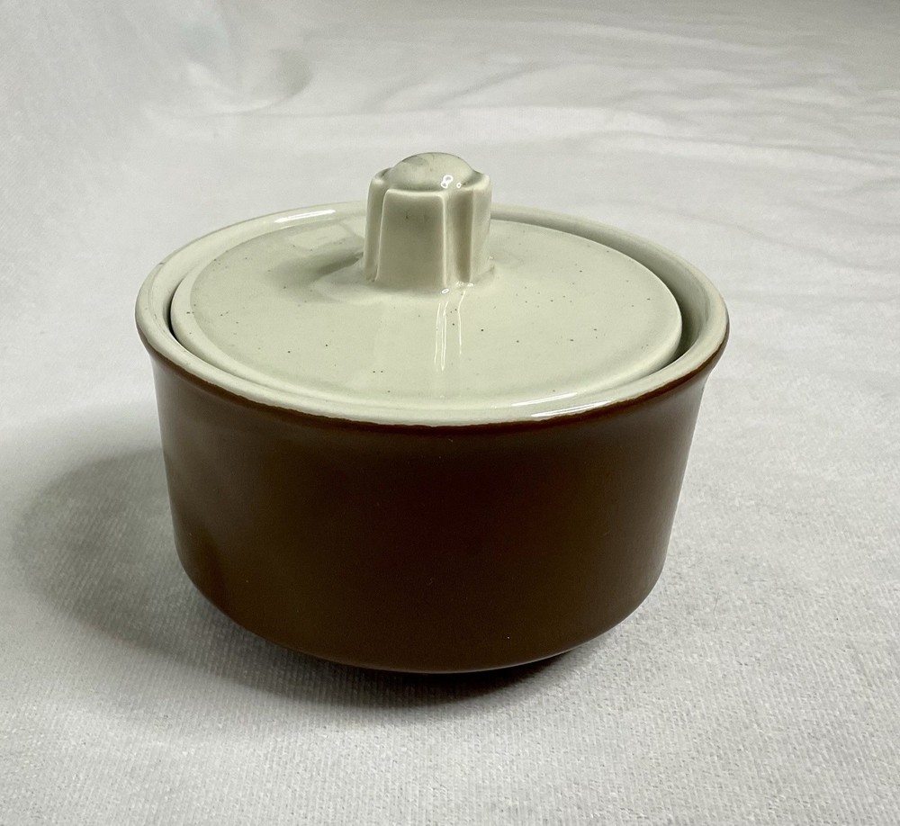 Brown & Ivory Sugar Bowl with Lid