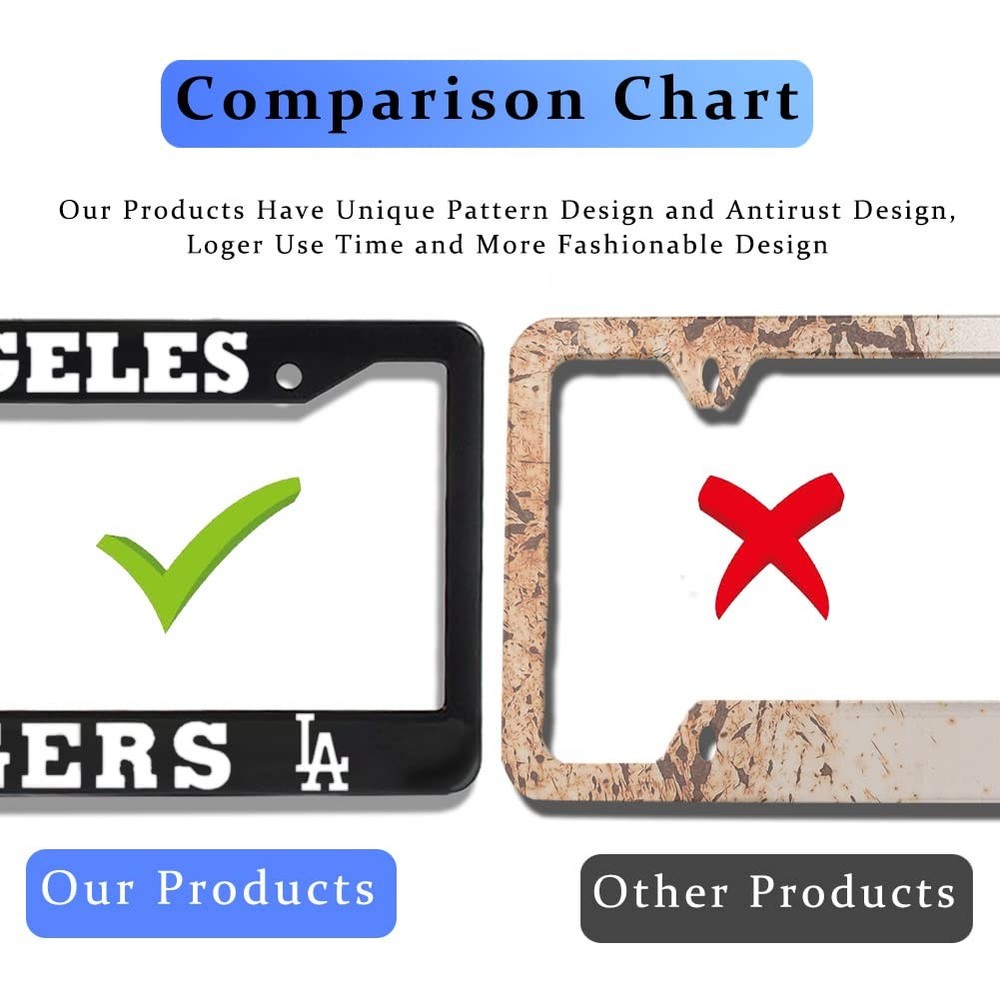 2PC Dodgers License Plate Frames Black Aluminum Rustproof US Standard