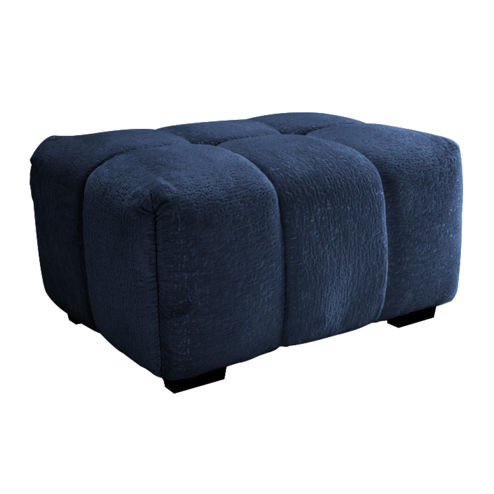Blue Chenille Ottoman Sofa with Tailored Tufting Ergonomic Support