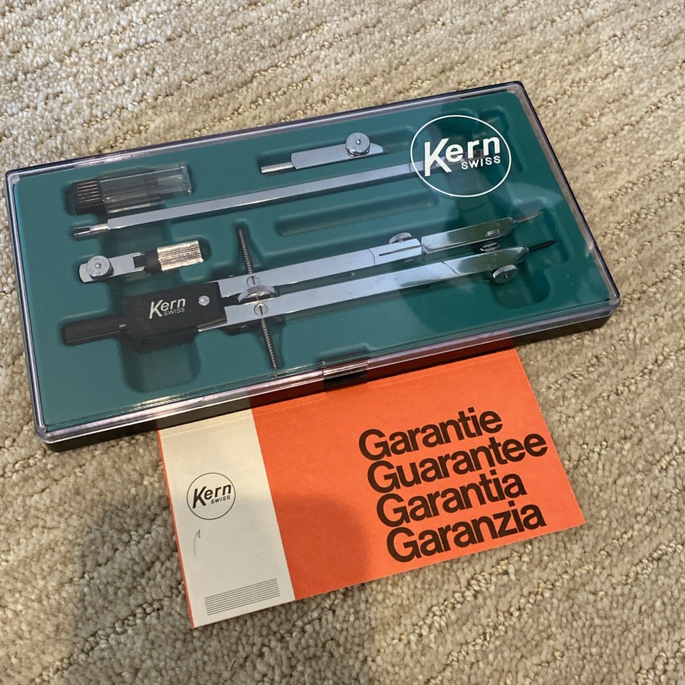 Vintage Kern Swiss Engineer's Drafting Compass Set in Case NOS Missing Pieces