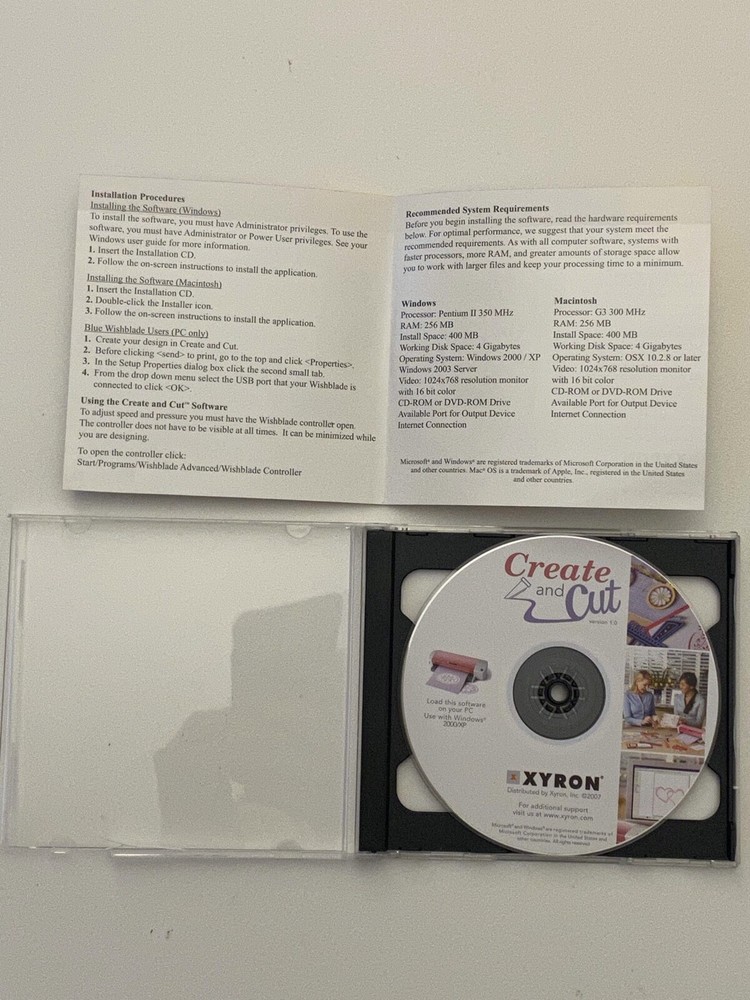Create and Cut Software Xyron CD-ROM Mac PC Wish It Cut It Complete