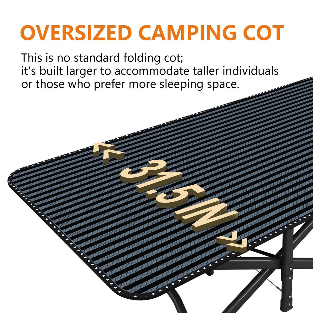 Oversized Camping Cot for Adults with Cushion Comfortable, Extra Wide 31.5'' ...