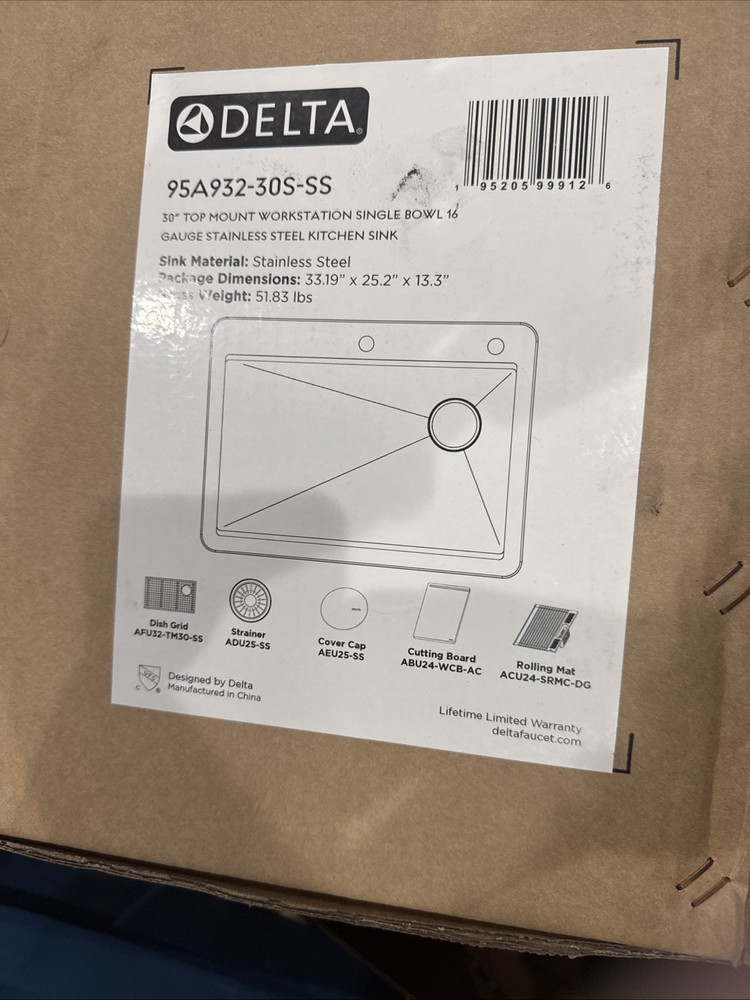 Delta 95A932-30S Lorelai 30” Workstation Kitchen Sink Top Mount - Stainless