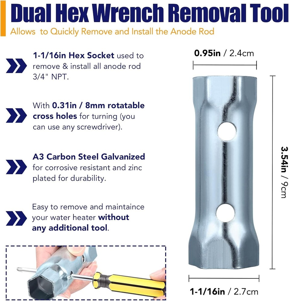 5PC RV Water Heater Anode Rod Kit 9.25in 3/4"NPT Suburban Mor-Flo Camper Tank