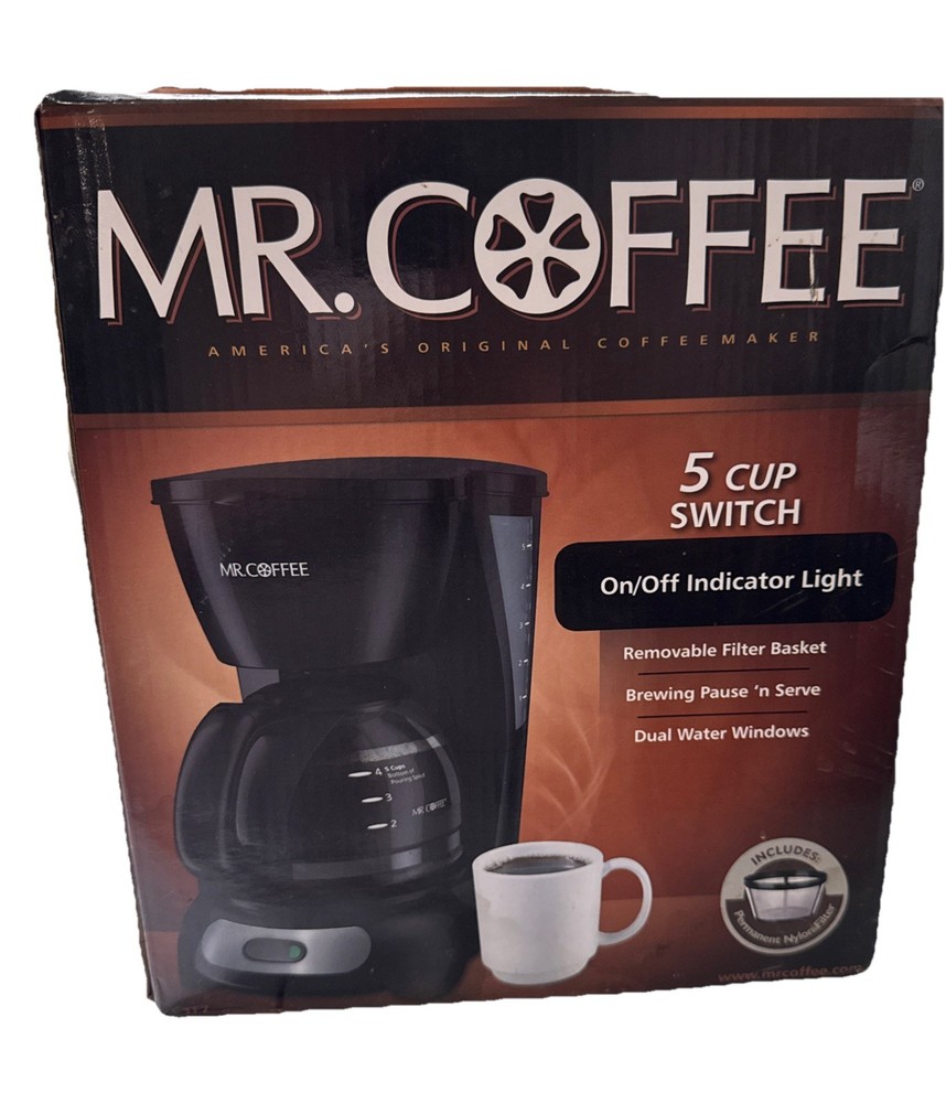 Mr. Coffee 5-Cup Switch Coffee Maker On/Off Indicator Light 2014 New Open Box