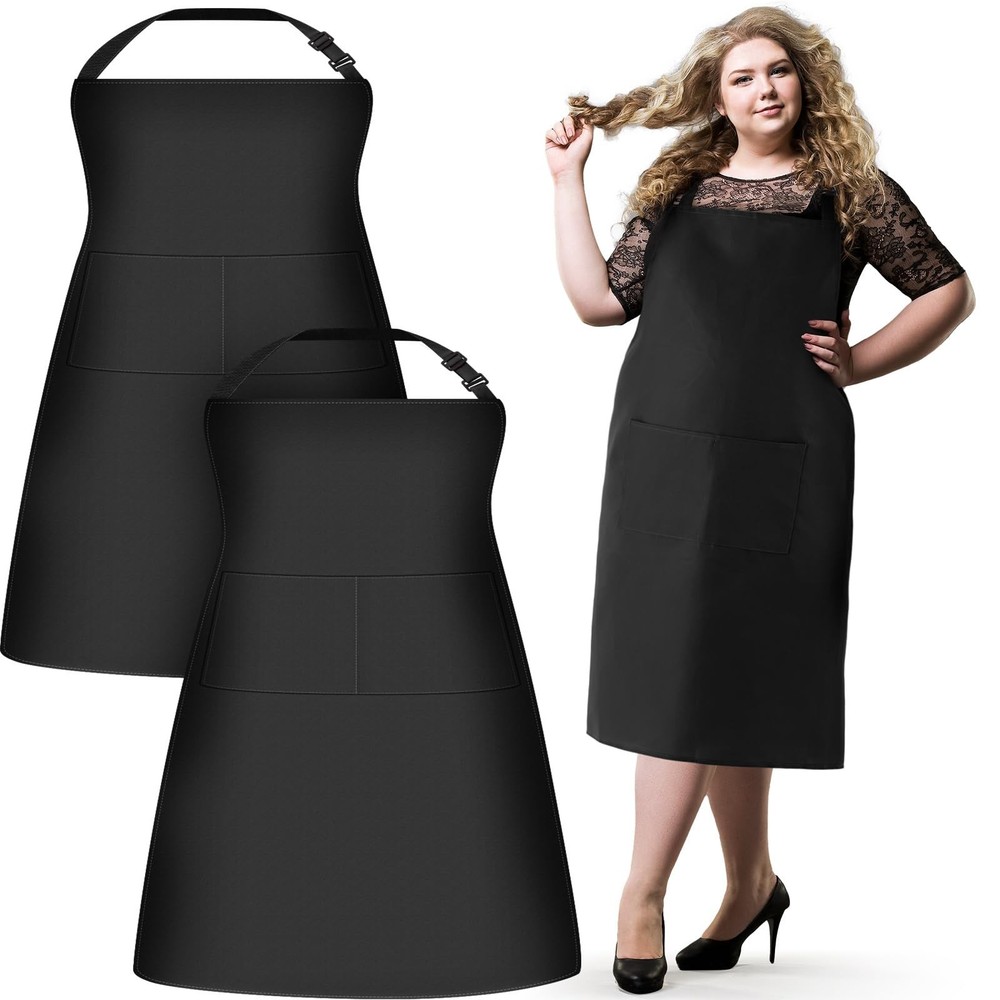 Shyyween 2 Pcs Plus Size Chef Aprons Extra Large Adjustable Unisex Kitchen Ap...