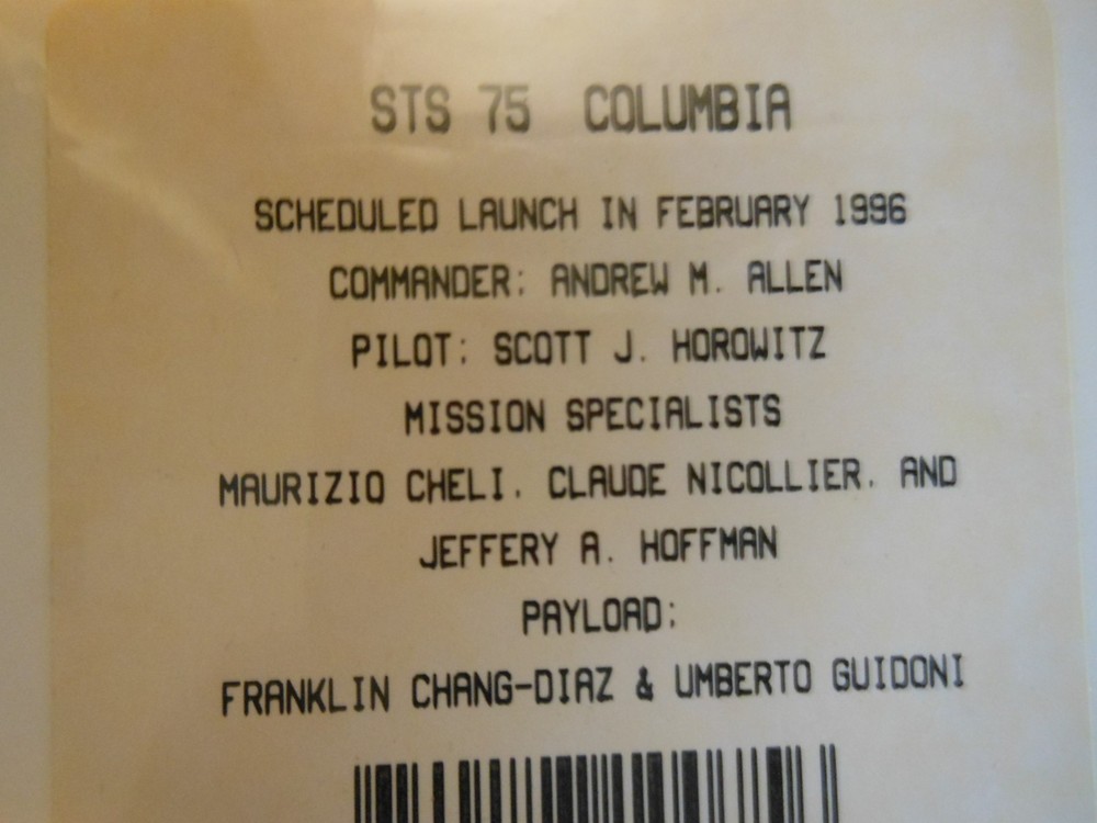 Space Shuttle Crew Emblem STS-75 Columbia 1996
