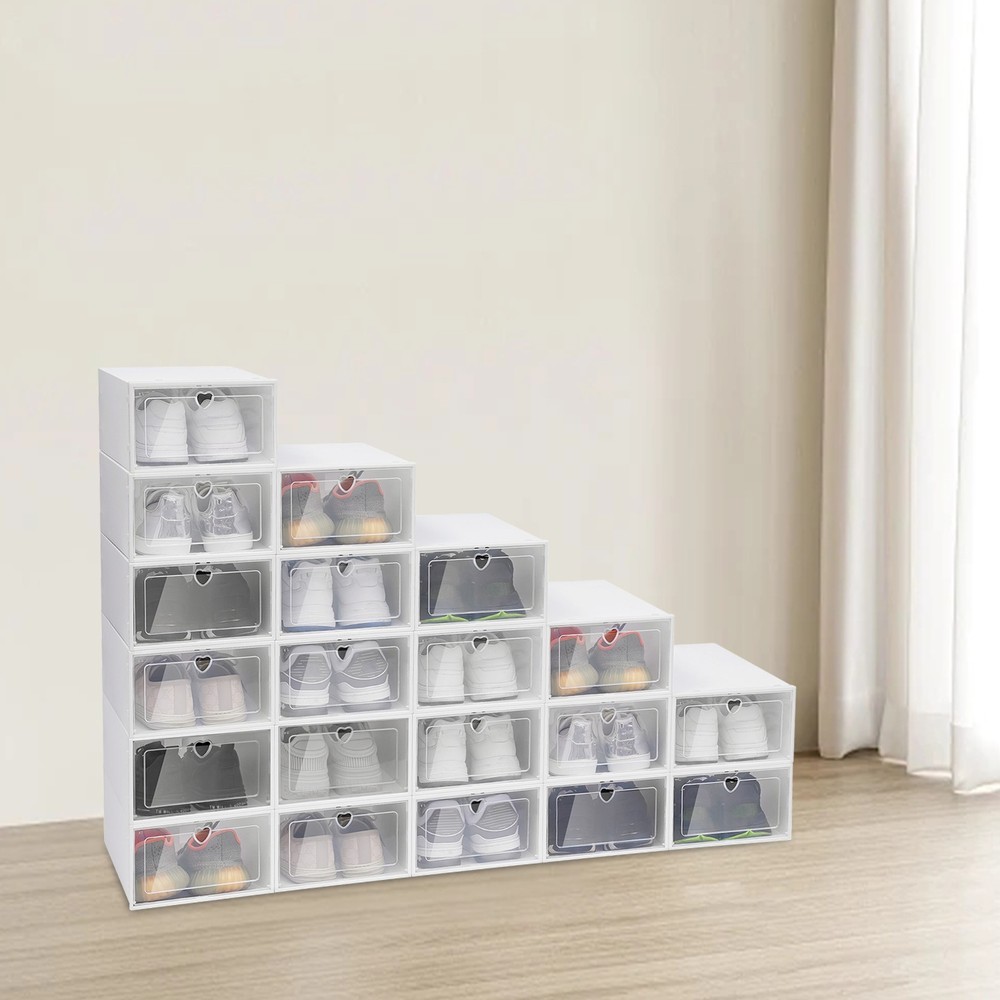 20pcs Shoe Storage Box Organizer, Transparent Plastic Stackable' Shoe Container.