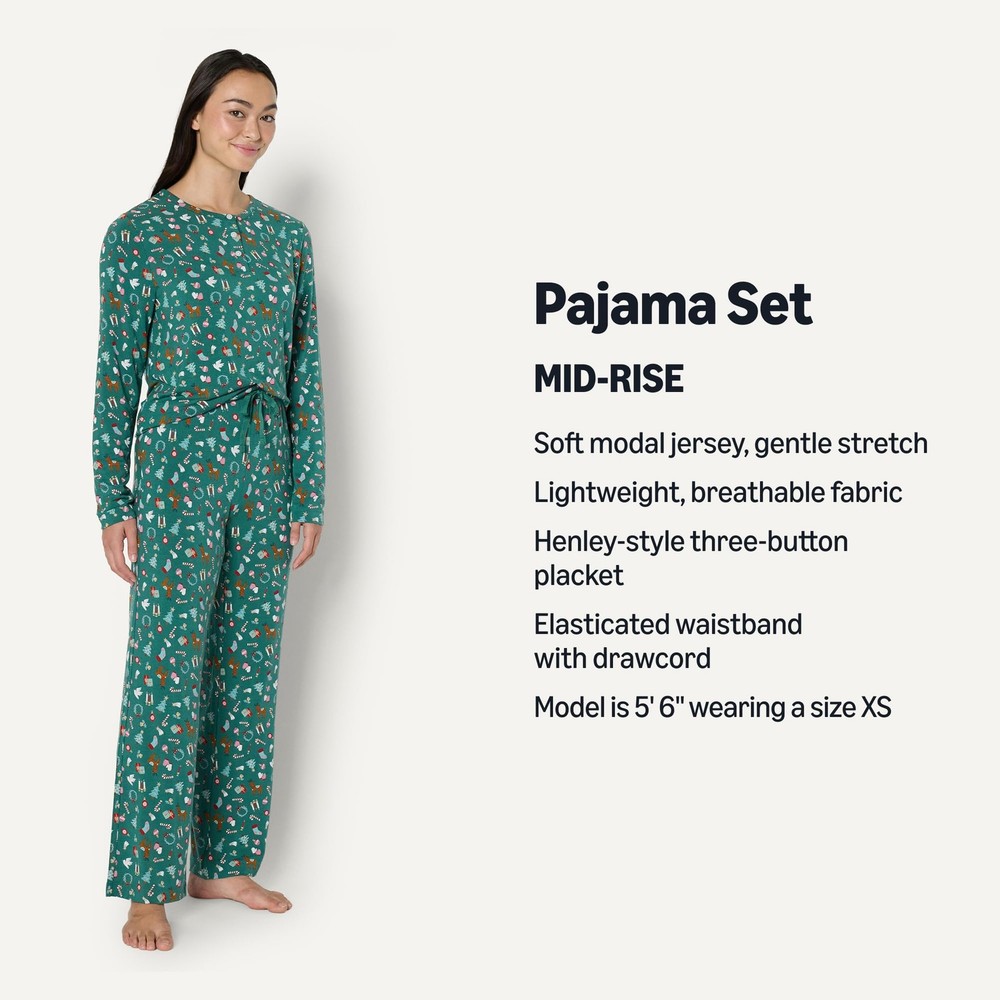 Amazon Essentials Sofia Grainge Women's Pajama Set Medium Sage Green 80 Char