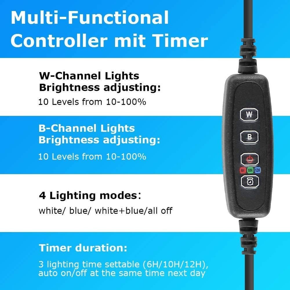 AquariumBasics Aquarium Light for 7.5 inch （Timer & Dimming function), White