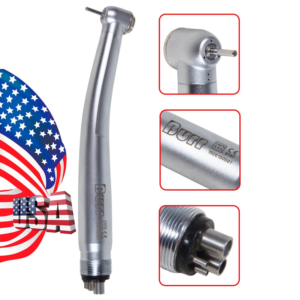 Dental LED E-generator /No-LED High Speed Handpiece Push Button 4-Holes Burr
