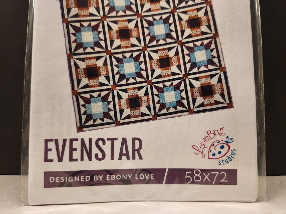 LOVE BUG Studio EVENSTAR Pattern 58" x 72" Ebony Love Design Uncut NIP