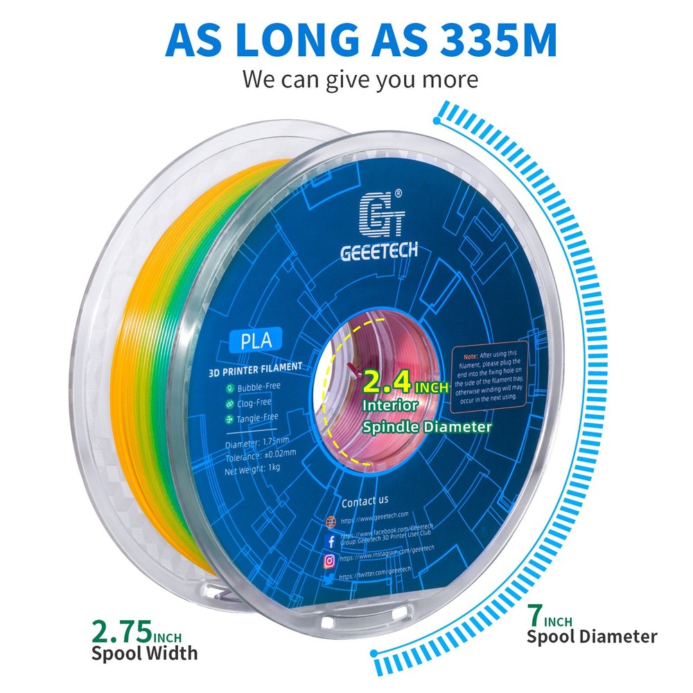 Geeetech PLA 3D Printer Filament 1.75mm 1KG Gradient Multicolor PLA Consumable