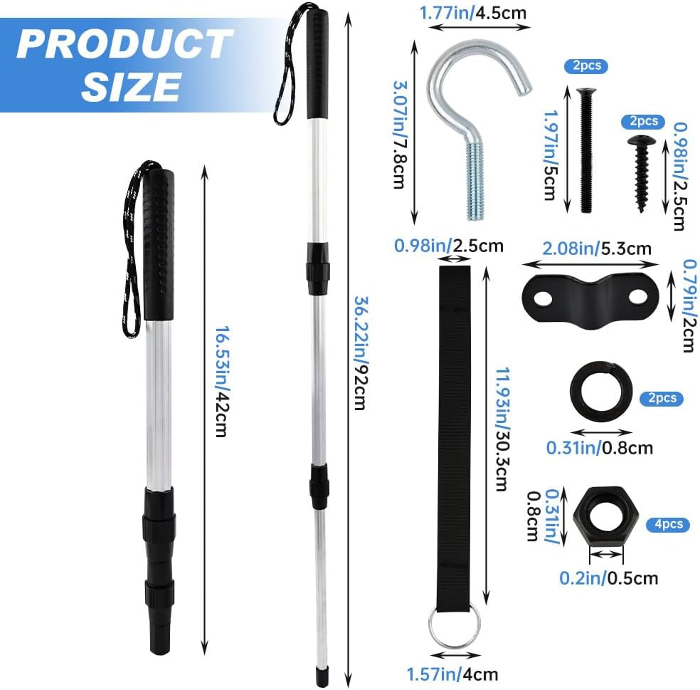 Telescopic Attic Ladder Pull Rod with D-Ring & Rope Access System Kit