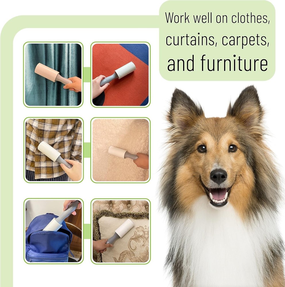 Travel-Friendly Lint Roller with Extra Sticky Sheets – 1 Handle & 3 Refills