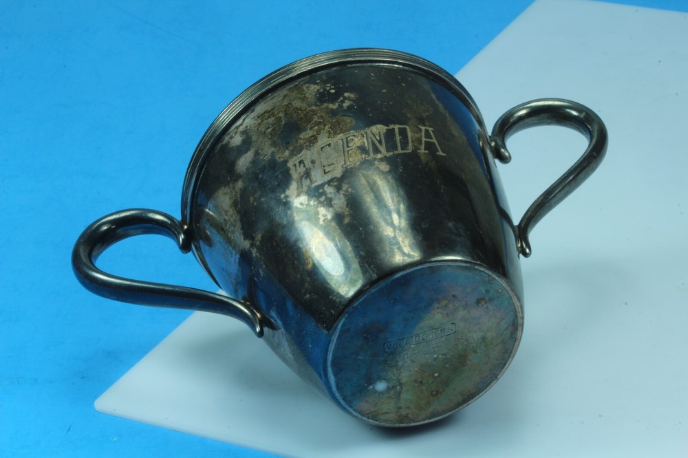 William A. Rogers #4905 Silver Plate Double Handle Cup Engraved AGENDA.