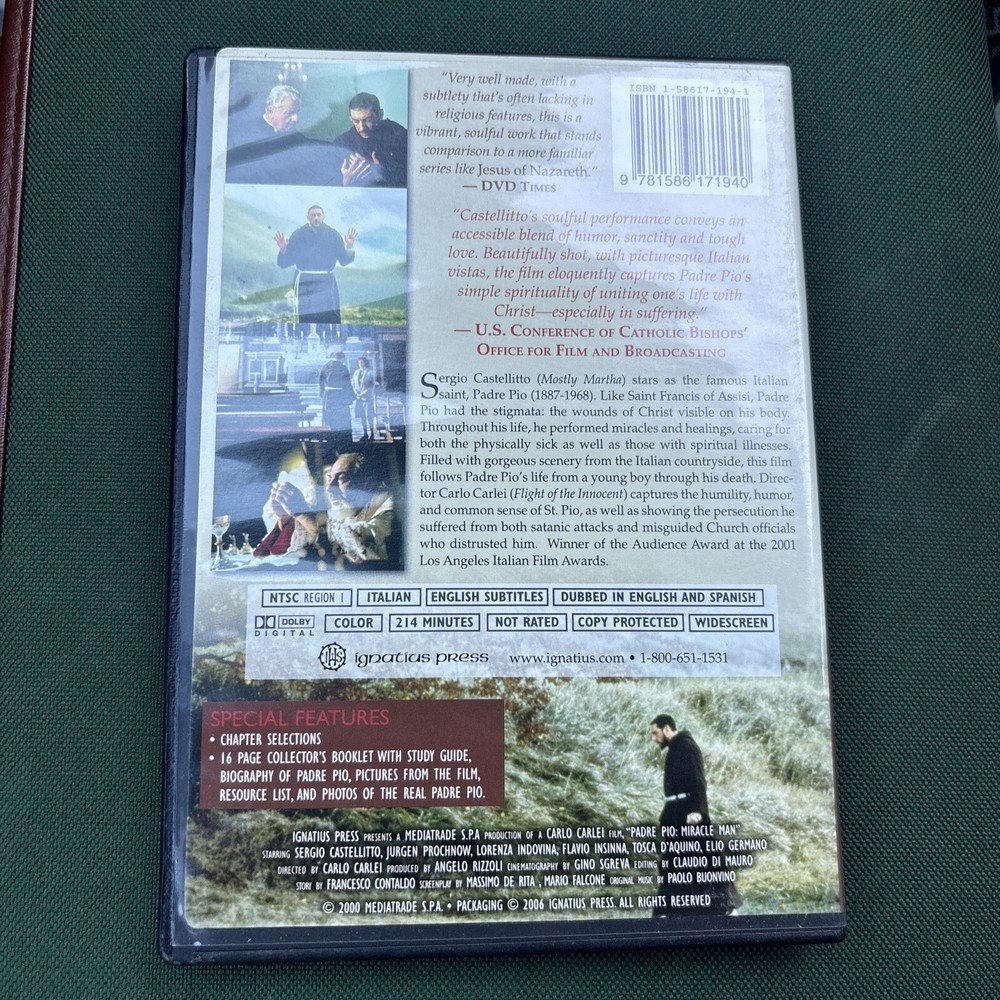 Padre Pio Miracle Man (DVD ONLY) No Case