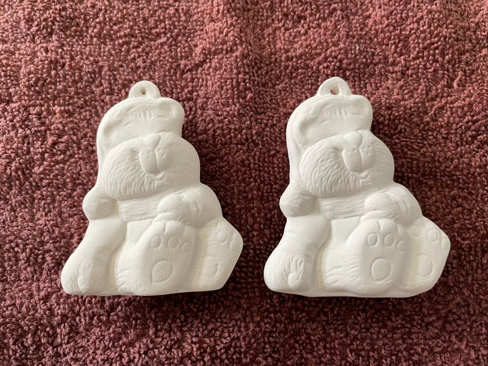 2 Sleeping Bear Ornament Ceramic Bisque Ready-to-Paint*