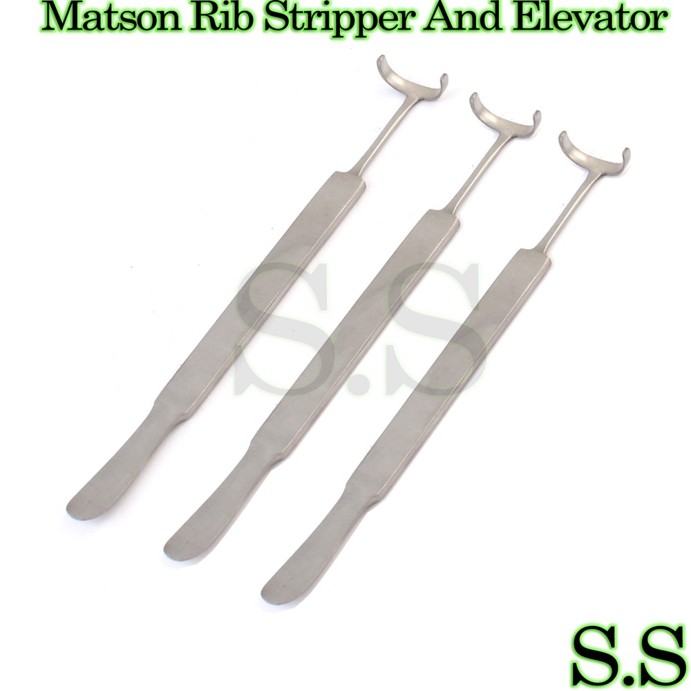 3 Pieces Matson Rib Stripper and Elevator Surgical Instruments
