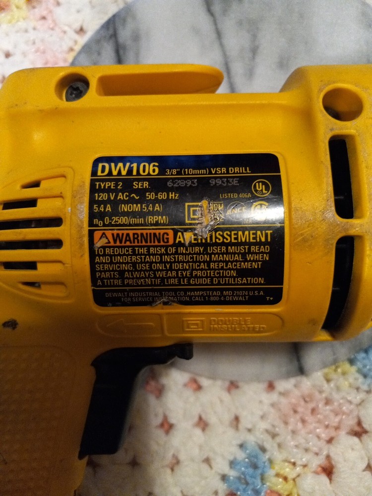 Dewalt Dw106 Corded Drill 3/8(10mm)vsr Drill